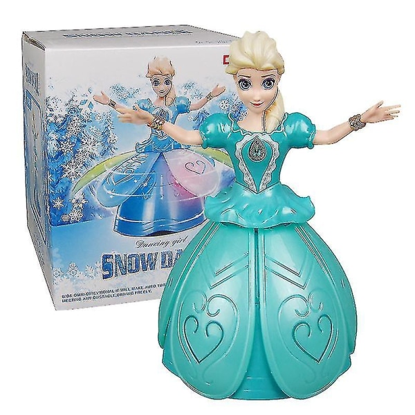Snödansdocka Frozen Elsa Dans Roterande Sång Blinkande julklapp [DB]