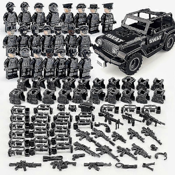 22 Pcs/set Military Building Blocks Series Black Special Police And Off-road Vehicle Set Small Particles Assembled Minifigure Toy db