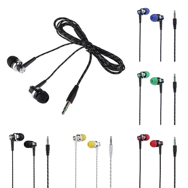 Stilful flettet ledning stereo musik in-ear headset hovedtelefon uden mikrofon White