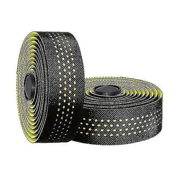 Styretape Sykkel Landeveissykkel Tofarget Styretaper 2 Ruller PU Lær Overflate Eva Skum Sykkelstyreinnpakning Med Endestykker [db] B-black yellow