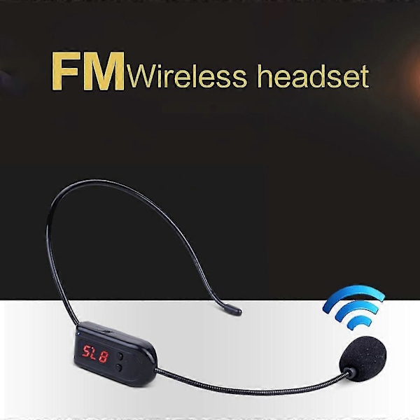 Sort Bærbar FM Trådløs Mikrofon Headset Radio Megafon Til Turguide Undervisning Møde Forelæsninger Forbrugsvarer db Black