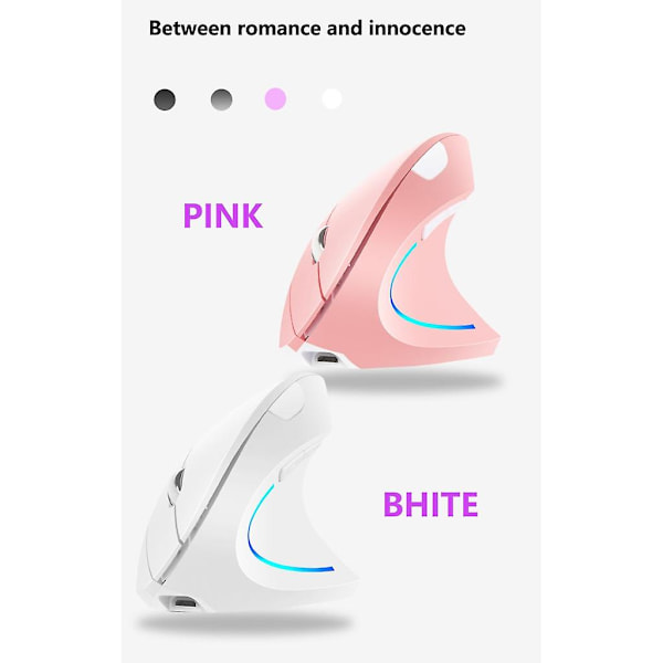 Gaming Vertikal Ergonomisk Mus Höger Hand Usb Trådlös 2400dpi Optisk Mus [DB] Pink