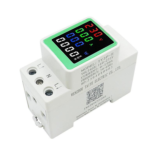 6in1 100a Ac160-275v Jännitevirta Kwh Sähköenergian Monitorimittari Voltti Ampeerimittari W [DB]