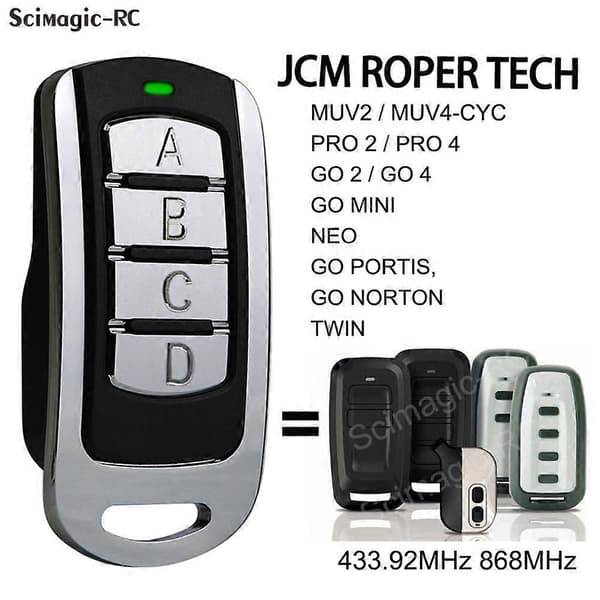 Garagefjernkontroll JCM ROPER TECH GO-2- GO-4 GO 2 GO 4 GO-MINI GO MINI Portåpner [DB] black button