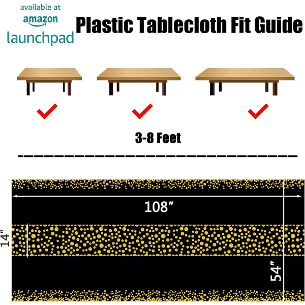 Black Gold Party Tablecloth - Rectangular Table Cover