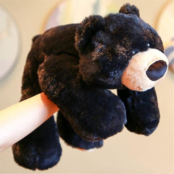 Vægtet angst dinosaur plys legetøj kastepude/sød dinosaur udstoppede dyr dukke til drenge piger-fremragende [DB] Black Bear 30cm 11.8 inch