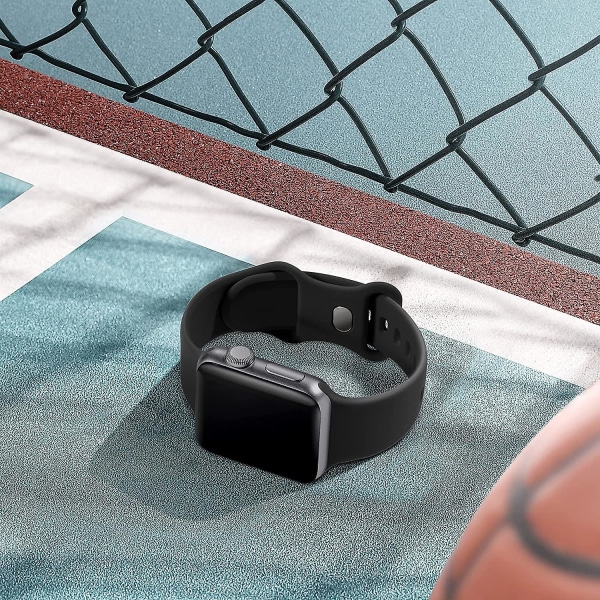 Silikonrem kompatibel med Apple Watch-rem 40 mm 38 mm 41 mm, erstatningsstropper for Iwatch Se Series 8 7 6 5 4 3 2 1, svart, liten