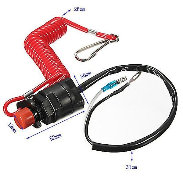 Nødstopkontakt til bådmotor til Yamaha / Tohatsu Udenbordsmotor Stop Kill Switch Afbrydere med Sikkerhedslænke db Black  red