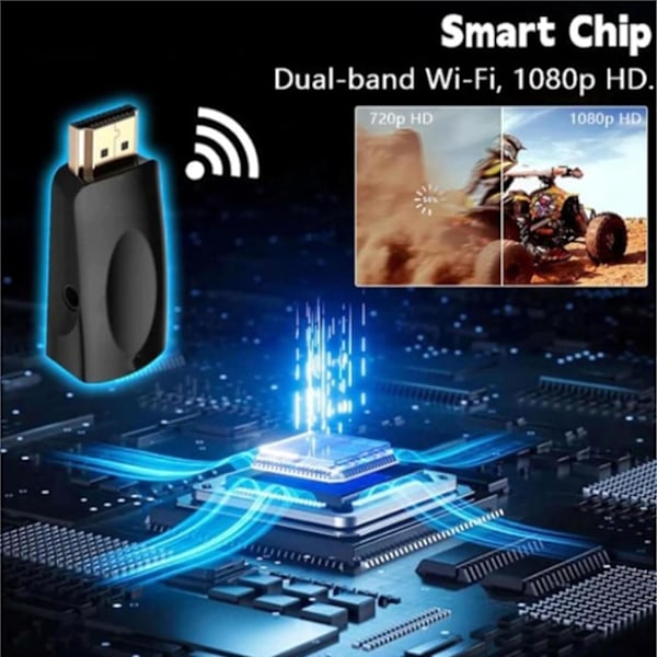 TV-strømmeenhet, HDMI-konverterer Trådløs skjermadapter, 1080P WiFi-skjermspeiling Strømming Sending Mottaker for PC/TV/Projektor {db} 2pcs black