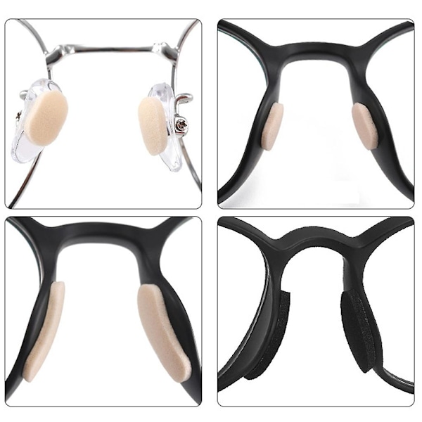 40 st Soft Foam Näsdynor Självhäftande Halkskyddande Glasögon Inga Makeup Näsdynor [DB] Black D-shaped 1mm