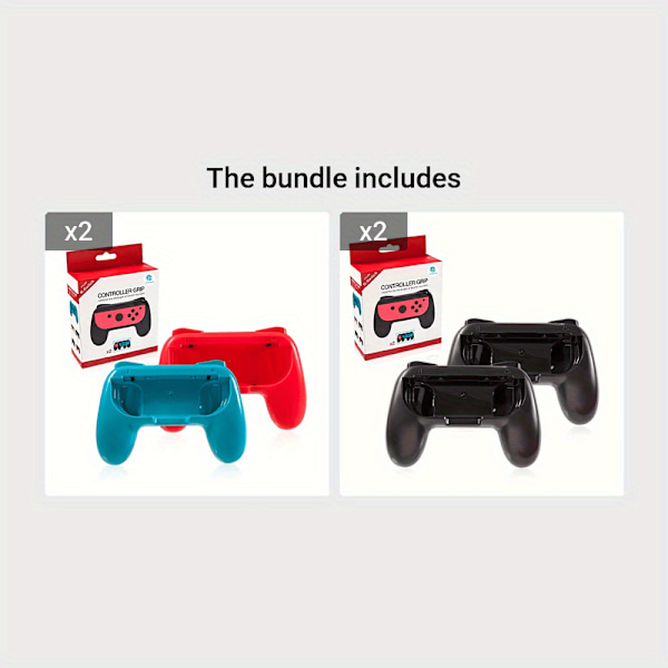 OUBANG 2 kpl kahvat yhteensopivat N-Switch Joypadin kanssa, kulutuskestävä kahvapaketti yhteensopiva Switch Joypad -ohjainten kanssa{db} [Bule + Red]*2+[Black + Black]*2