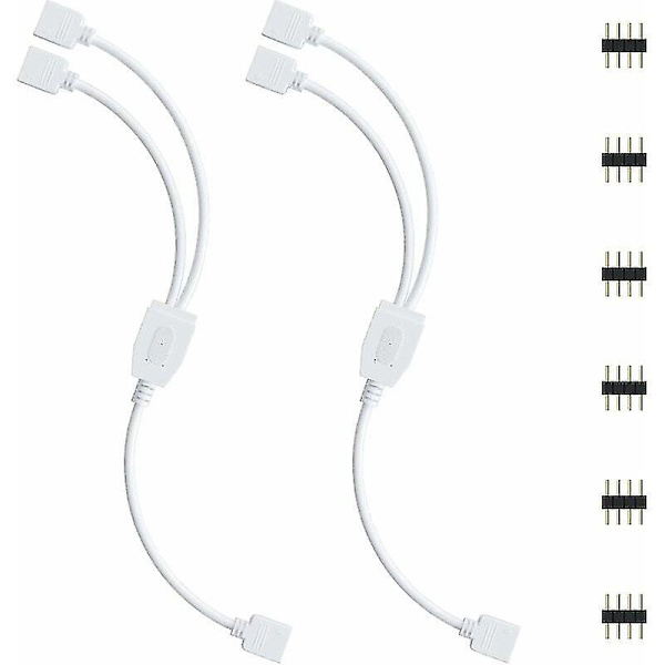 LED Strip Connector Kit, 2 stk. 4-pins LED Strip Splitter 1 til 2 Splitter Kabel 4-pins Connector til RGB LED Strip 5050  Cisea DIY Tilbehør {Db}