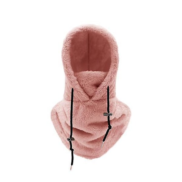 Skihjelm med ansiktsbeskyttelse Vinter Balaclava med justerbar snor Kaldt vær Vindtett Varmt hettedeksel Hatt skjerf [DB] pink