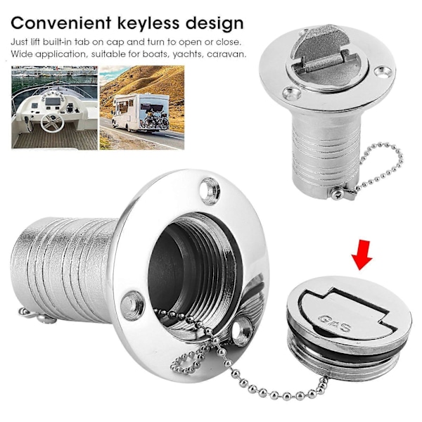 Marine Brændstof Dæksfyldning med Nøglefrit Låg 316 Rustfrit Stål Hardware til Båd Yacht Campingvogn 38mm YEMAA [DB]
