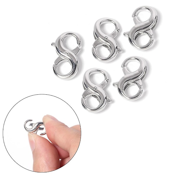3 stk. Hummerlås Dobbel Åpning Halskjede Kobling Armbånd Forlenger DB Silver