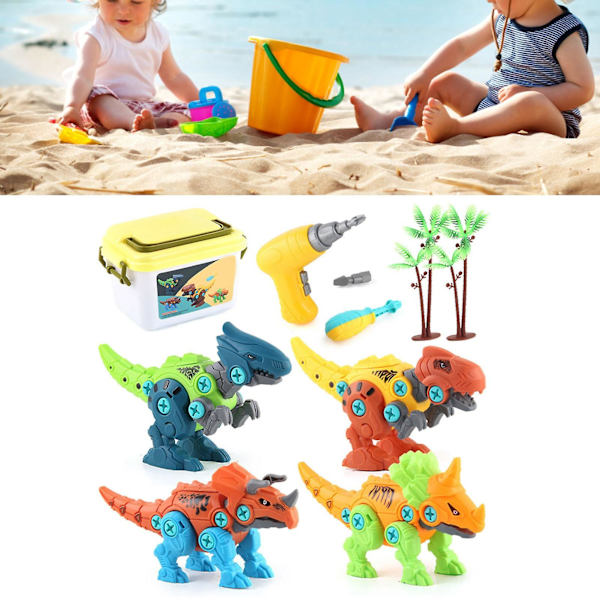 4 stk. Tag-Apart Dinosaur Legetøj Elektrisk Skruedinosaur Kombination Diy Samle Konstruktion Bygge Dreng Legetøj db Type 1