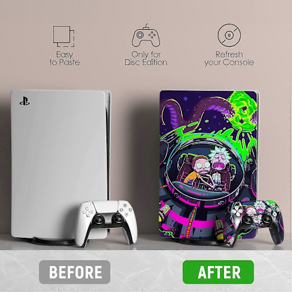 PS5 optisk stasjon versjon klistremerke, kul PS5 skin, kontrollerhåndtak, for PS5 konsoll og kontroller, DC tegneserie, Joker7 db