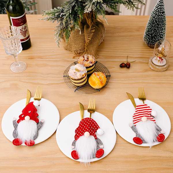 6-pack, Festlig Tomte-Gaffelöverdrag - Perfekt för Julunderhållning och Heminredning 6pcs