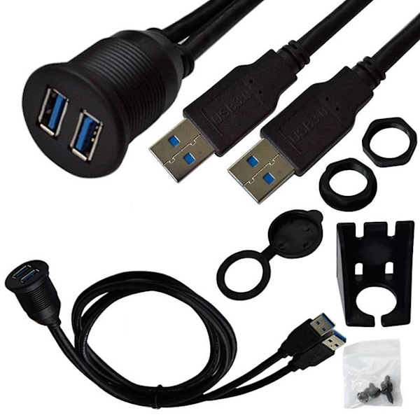 Auton upotettava jatkokaapeli USB 3.0 uros - USB 3.0 naaras jatkojohto [DB]