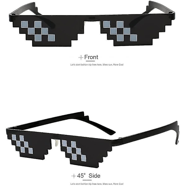 [3 Pak]solbriller, Mænd Kvinder Glas 8 Bit Pixel Mosaik Briller Foto Rekvisitter Unisex Solbriller