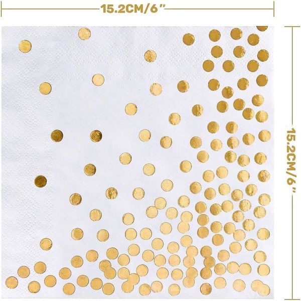 Guld festpappersservetter med gyllene prickar (60 st)