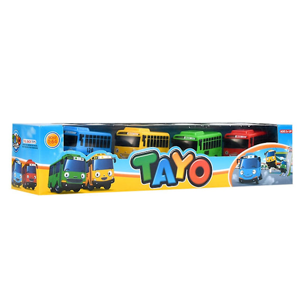 4/5-pack Tayo Den Lilla/Stora Bussen Cartoon Dragbil Leksakssats Barn Utbildningsgåva db 4 small buses