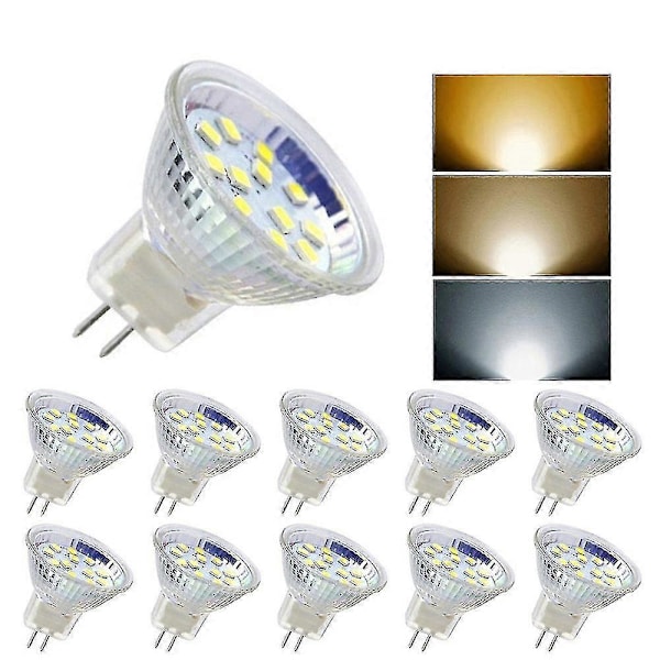 10 stk. MR11 Lyspærer 3W/5W AC/DC12V-24V LED GU4 Bi-pin Sockel Pærer [DB] Cool white 3 w