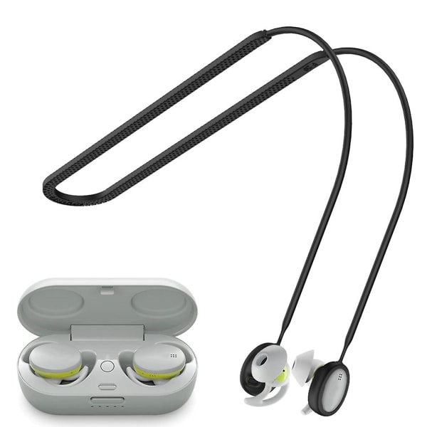 Antikk-tapestropp kompatibel med Bose-sport Earbuds Vanntett hengende nakkesnor Svettetett vanntett trådløs hodetelefon  [dB} Black