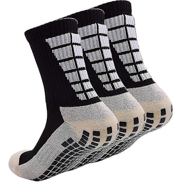 3 par halkfria sjukhusstrumpor, halkskyddade tofflor med grepp kompatibla med vuxna män kvinnor äldre [DB] 3 Pairs Black