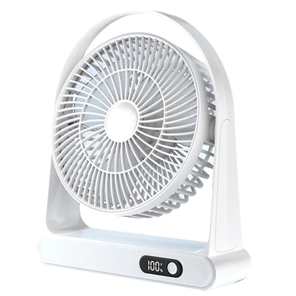 Pöytätietokoneen USB-pieni tuuletin, toimistotuule, mini kannettava ladattava digitaalinen näyttötuule, DB White