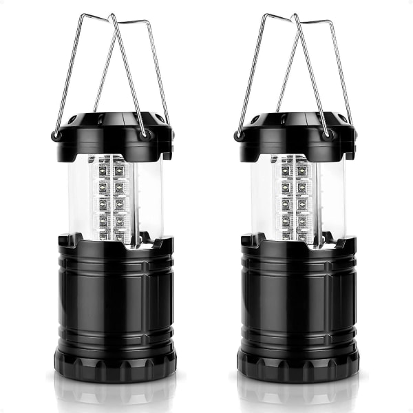 2 X bærbar LED campinglampe, batteridrevne lanterner, campinglanterne, batteridrevne lys med foldbar krog, vandtæt nødbatterilanterne