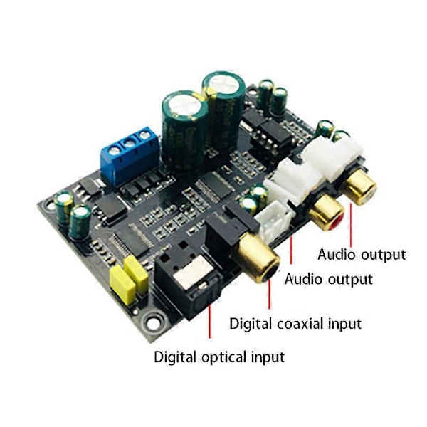 CS4398+CS8416 Dual-Core Decoder Board HIFI Entusiast 24BIT 192KHz Koaksial Optisk Fiber DAC Lyd [DB] as shown