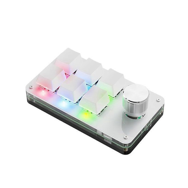 Anpassningsbart tangentbord med 3-12 tangenter och volymknapp för programmering av makron, mekaniskt speltangentbord [Db] RGB white 6 key