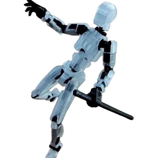 T13 Action Figure, Titan 13 Action Figure med 4 typer våben og 3 typer hænder, 3D-printet Multi-Jointed Movable T13 Action Figur Db Clear white
