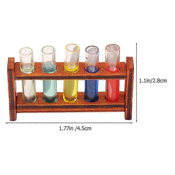 1 set miniatyr-provrör med träställ, miniatyrlaboratorieutrustning[DB]