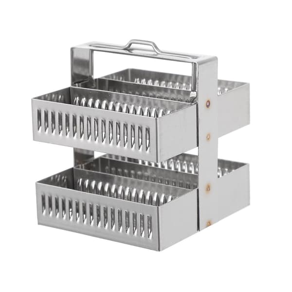 Glasobjektglasstativ rustfrit stål farvningsstativ 30 positioner mikroskopobjektglasholder[DB]
