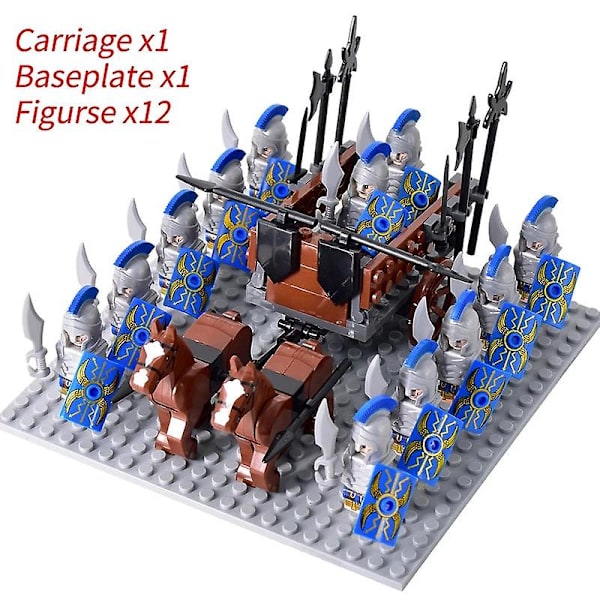 Mini actionfigurer af middelalderlige riddere, byggeklodser, romersk vogn, karet, soldat, krigshest, klodser, legetøj til børn, gave Db Set 42