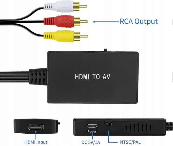 HDMI til RCA Konverter AV Cinch CVBS 1080 Adapter [DB]