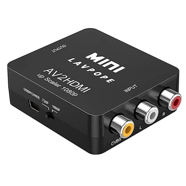 RCA till HDMI 1080P AV till HDMI Videokonverteradapter som stöder PAL/NTSC PC Laptop [Db] Black