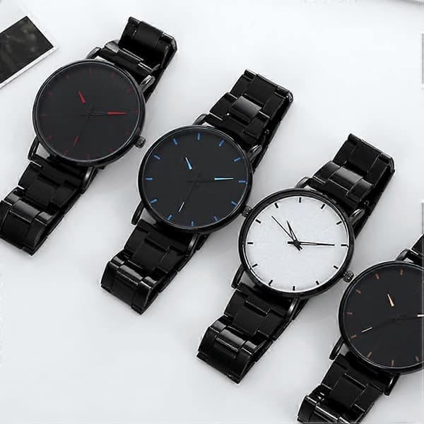 Armbandsur i stål för män Mode Quartzklocka Casual Style[DB]
