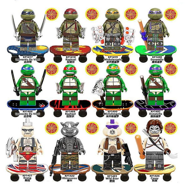 Teenage Mutant Ninja Turtles 12 byggeklodser Ninja minifigurer Samlede byggeklodser Legetøj S db