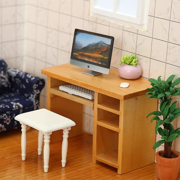 Miniatyr möbler leksak dockhus diy dekoration tillbehör mini 1:12 datorskrivbord set Db