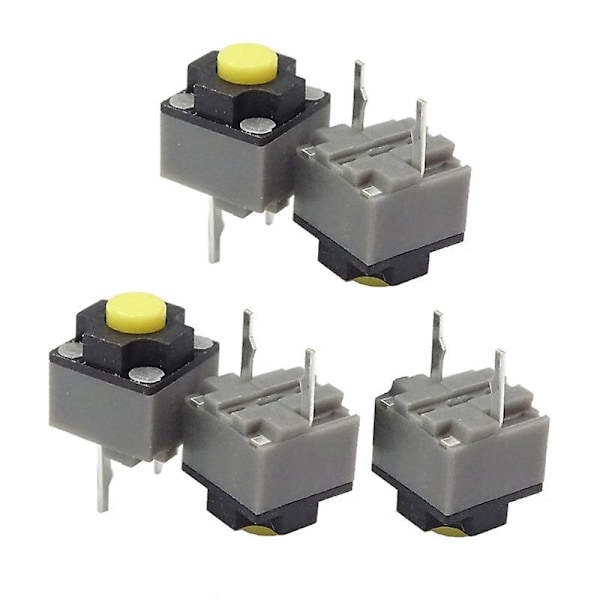5 ST Kailh Tyst Knapp 6x6x7.3mm Fyrkantig Tyst Mikroswitch Taktil Knapp [Db] Yellow