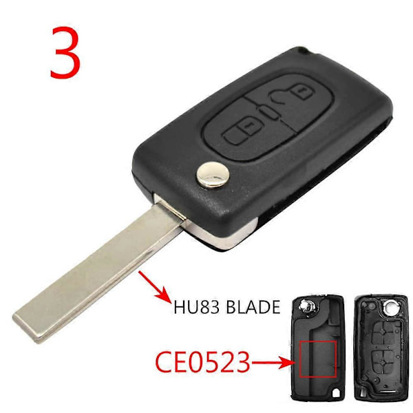Bilnyckel Fjärrkontroll Flip Nyckel Skal Fodral 2 Knappar CE0523 CE0536 För Peugeot 308 207 307 3008 5008 807 För Citroen C2 C3 C4 C5 C6 C8 [Db] Model 3