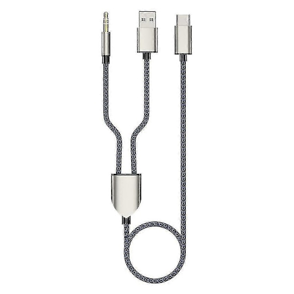 1 Split 2 Type C - USB A 3,5 mm Aux-kaapeli Stereo Hifi-ääni autokaiuttimille -JA [DB] Blue