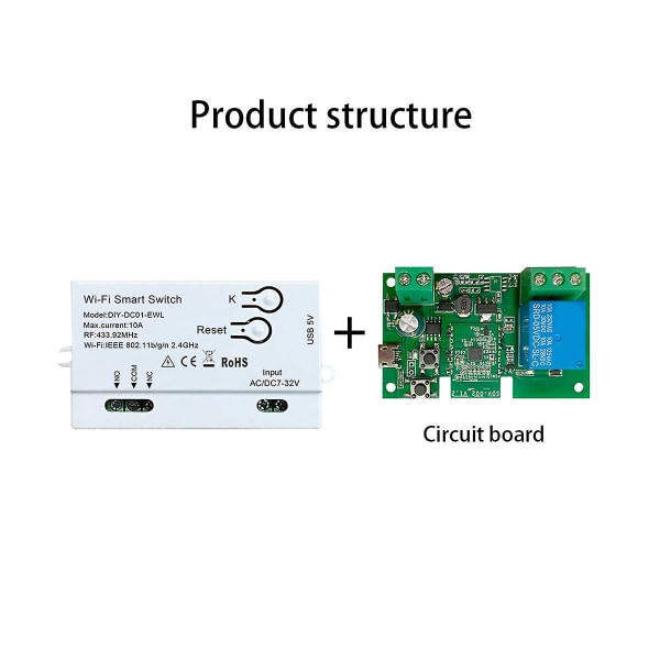 Wifi Smart Switch Diy Timer 1ch 7-32v Rf433 2.4g Wifi Smartlife Hjemmeautomatisering Modul For Alexa Go