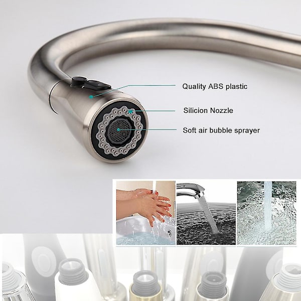 Køkkenhane Sprayer Dyse Træk Ud Bruser Spray Hoved G1/2 Hane Tilbehør  [dB} 02 Chrome