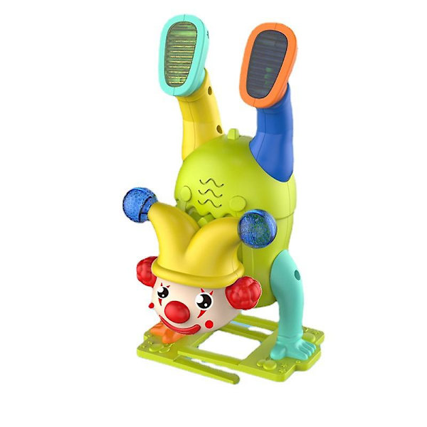 Omvänd galen cirkus rolig clown elektrisk docka handstående ljud ljus plast pedagogiska leksaker för barn barns presenter Db Green 13cm