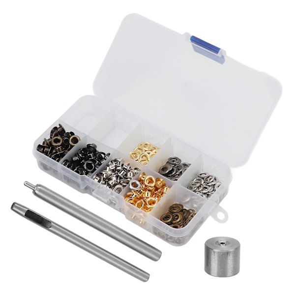 240 stk. Øyelett 4mm DIY Belegg Praktiske Små 4 Farger Metall Øyelett Ornamentsett Verktøykasse {Db}