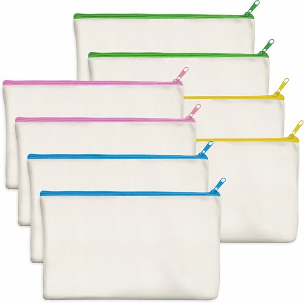 8 DIY Håndlavede Canvas Tasker med Farvede Lynlåse - Beige